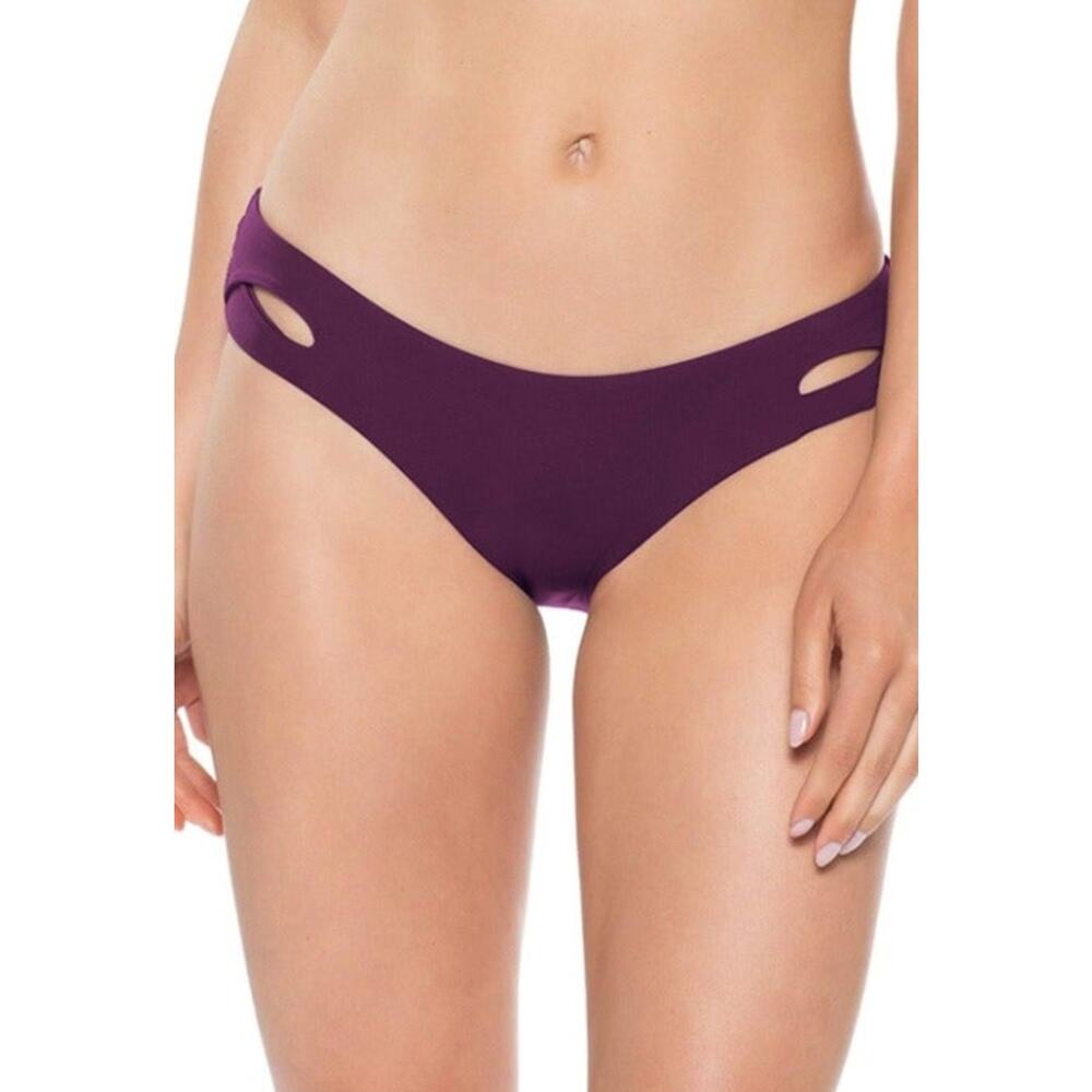 Becca Virture Cut Out Hipster Bikini Botton Size S Plum Cheecky Brazilian Swim - Picture 2 of 5